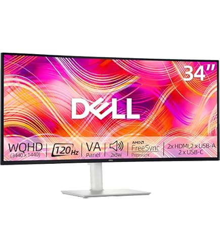 Amazon.com: Dell S3422DW Curved Monitor - 34-inch WQHD (3440 x
