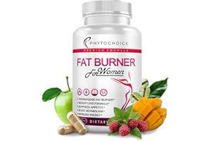 PHYTOCHOICE Fat Burner for Women with Raspberry Ketones, Green Tea & African Mango – Best Diet Pills that Work Fast for Women, All-Natural Weight Loss Supplements Supports Metabolism & Belly Fat Burn, 60 Capsules