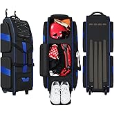 JMIANeodark Rolling Baseball Bag, Soft Large Catcher Gear Bag With Wheels, Ultimate Gear Storage for Baseball Catchers, Holds All Baseball Equipment, Portable Baseball Bag for 4 Bats (Patent Design)