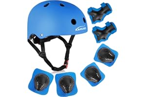 KAMUGO Kids Bike Helmet, Toddler Helmet for Ages 2-8 Boys Girls with Sports Protective Gear Set Knee Elbow Wrist Pads for Skateboard Cycling Scooter Rollerblading