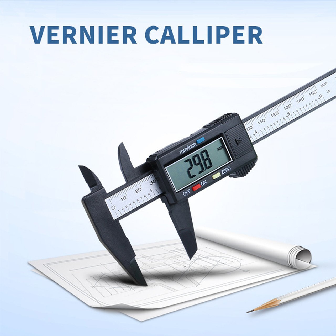 Digitaler Messschieber, July Miracle Extra-Großen LCD-Bildschirm 150mm 0-6 Zoll Millimeter/ Zoll Conversion Gauge Messwerkzeug