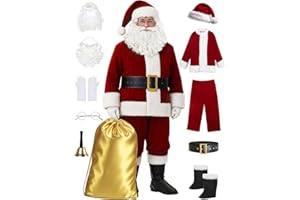 Svansea Men's Deluxe Santa Suit 11pc. Christmas Ultra Velvet Adult Santa Claus Costume