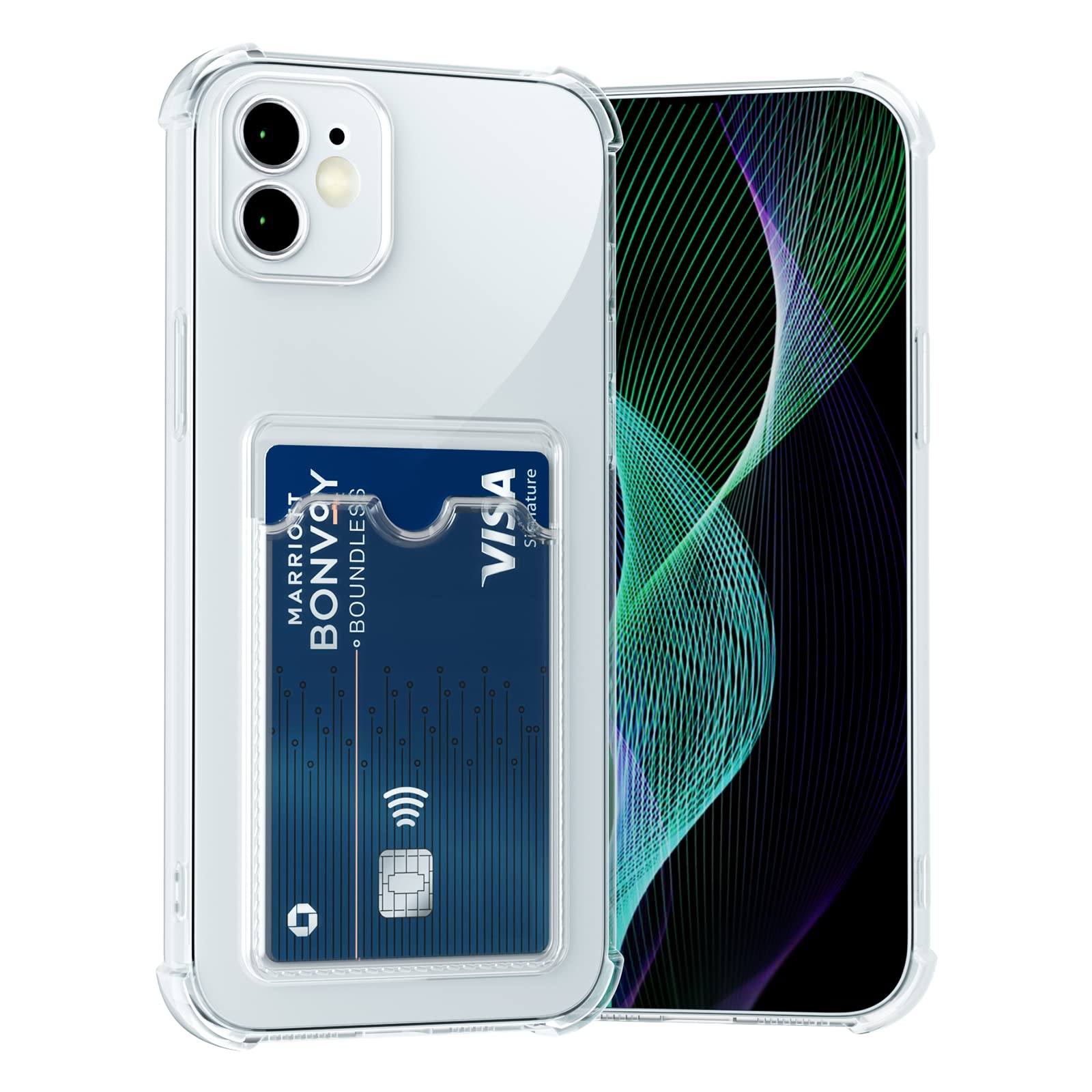 AKABEILA Case for iPhone 12 Clear Slim Phone Case Soft TPU Wallet Case Bag Cover with Card Slot Holder Shockproof 6.1 Inch — image 1