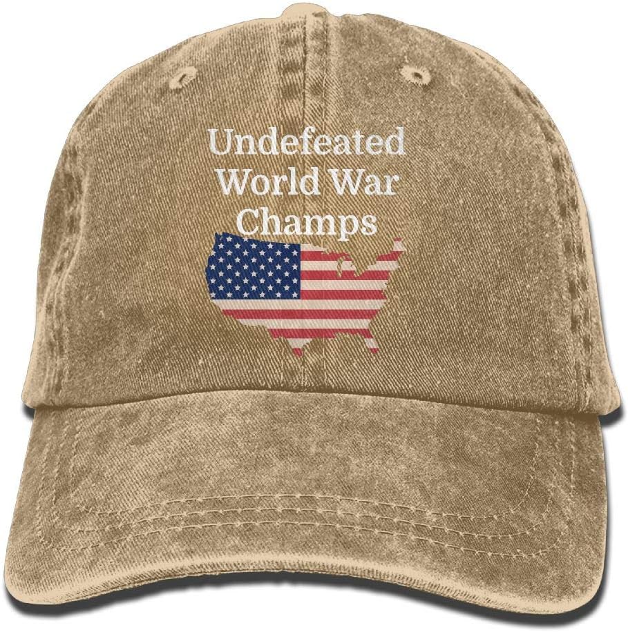 Men's/Women's Adjustable Denim Jeans Baseball Caps Undefeated World War Champs Trucker Cap