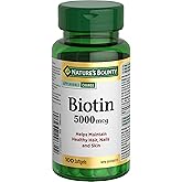 NATURE'S BOUNTY Biotin 5000 mcg, Helps to maintain healthy hair, skin and nails, Helps to Maintain the Body's Ability to Meta