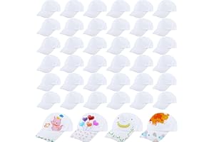 40 Pcs Kids White Baseball Hats Curved Brim Baseball Caps DIY Painting Plain Blank Cap for Boys Girls Outdoor Sports