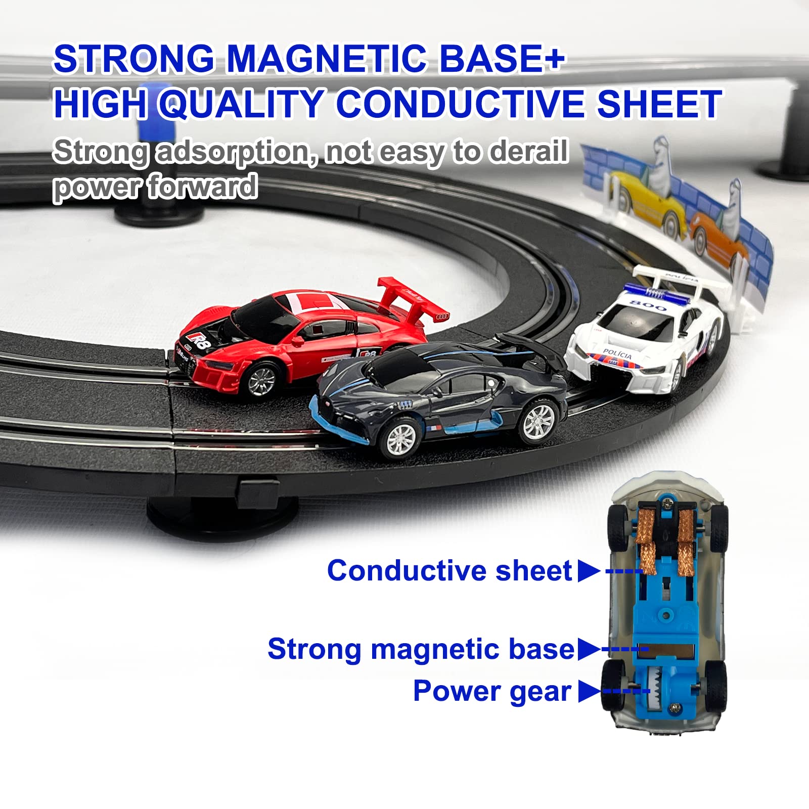 AGM MASETCH High Speed Series Tram Dual Track Set, Track with 4 Vehicles Official Licensed Slot car Racing, Comes with 2 Hand Controls and Track Parts and a Lap Counter.