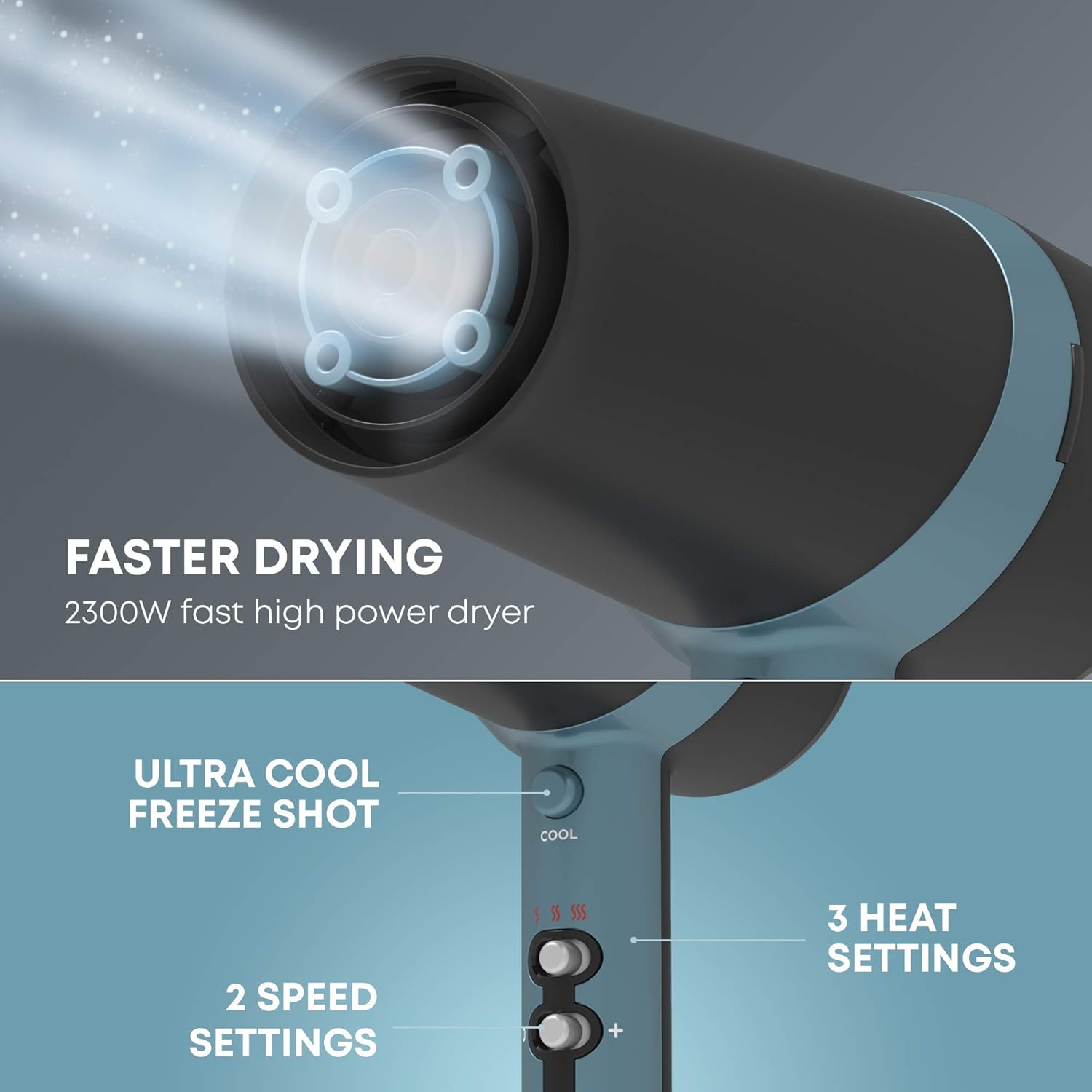 REVAMP Progloss Quad Ionic 3800 Hairdryer, Lightweight, Portable Hairdryer with Concentrator and Volumiser Attachment - Image 5