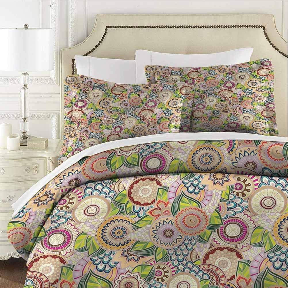 Batik Comforter Bedding Set Oriental South East Culture King (104x90 inches) - 3 Pieces (1 Duvet Cover + 2 Pillow Shams) - Ultra Soft and Breathable Comforter Cover