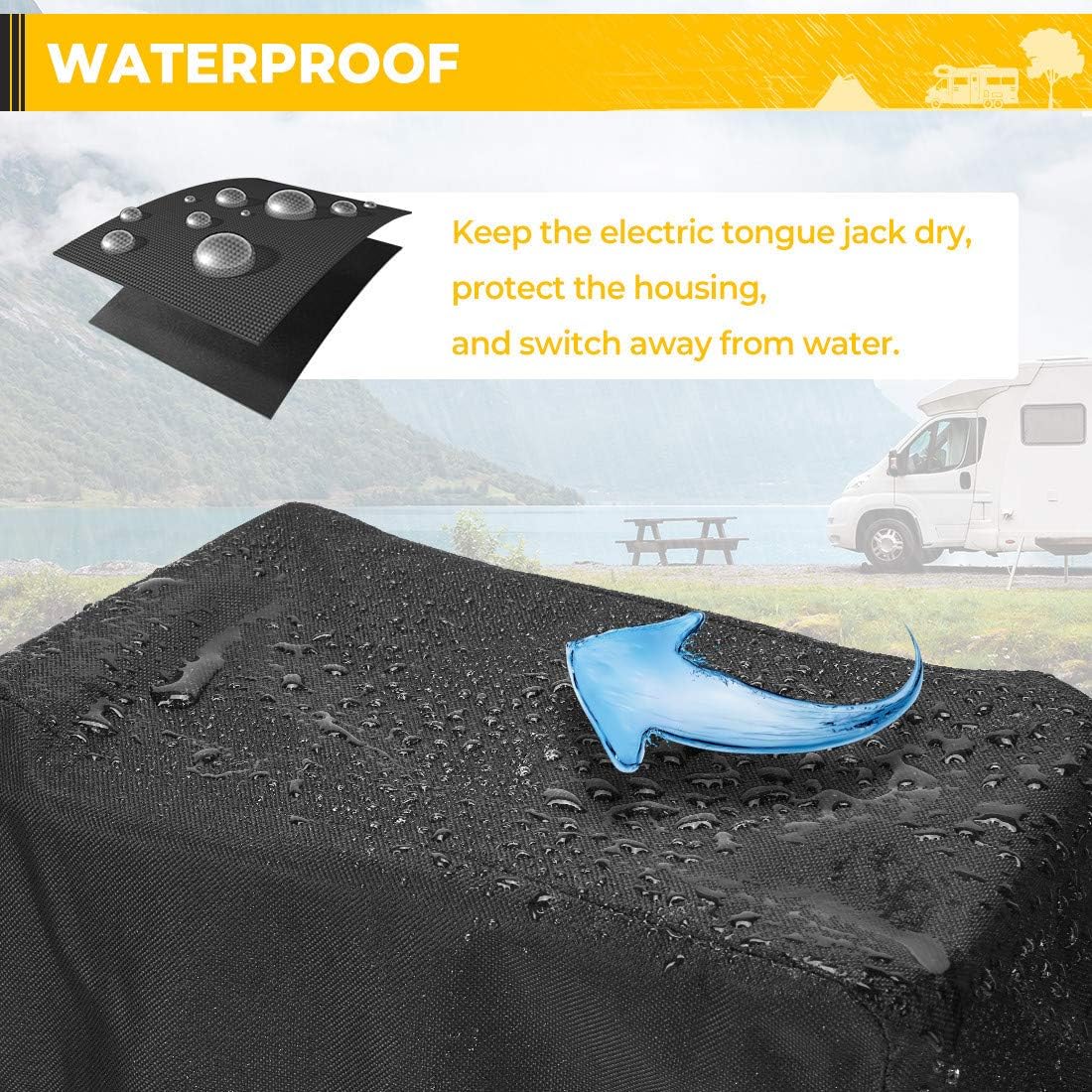 BougeRV 600D Polyester Electric Tongue Jack Cover RV Accessories Universal Trailer RV Electric Tongue Jack Protective Cover Camper Accessories for Outside (Large Size 14″H x 5″W x 10″D): Automotive