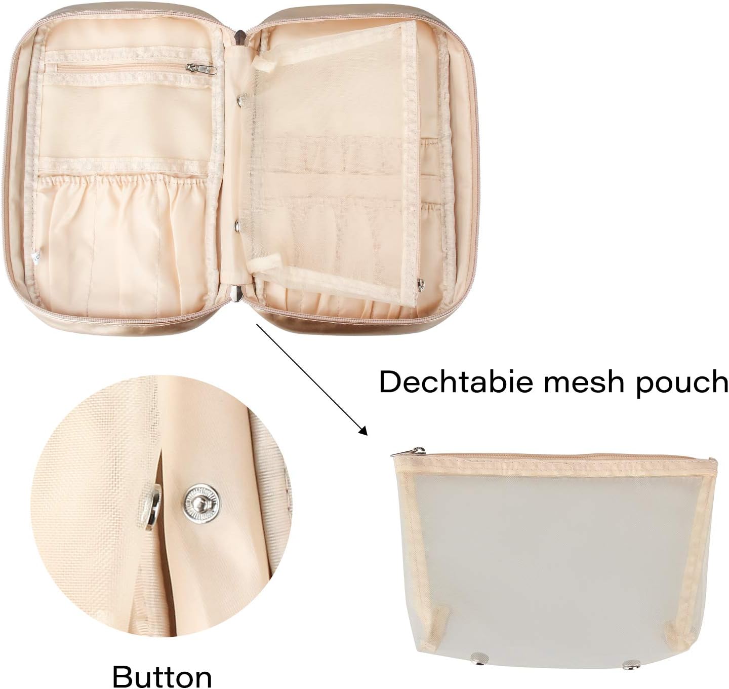 Professional Cosmetic Case Makeup Brush Organizer Makeup Artist Case with Belt Strap Holder Multi functional Cosmetic Bag Makeup Handbag for Travel & Home Gift (Black) : Beauty