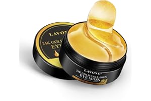 LAVONE Eye Mask - 30 Pairs 24K Gold Under Eye Patches Skin Care Products-Eye Masks Skincare for Dark Circles and Puffiness,Reduce Wrinkles and Fine Lines,for Women and Man