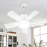 Socket Fan Light with Remote, Small Ceiling Fan with Lights, 1000LM Dimmable Light Bulb Fan with 3000K-6000K Selectable, 5 Speeds Socket Light Fans, E26 Base Screw in Fans for Bedroom, Kitchen, 16.5’’