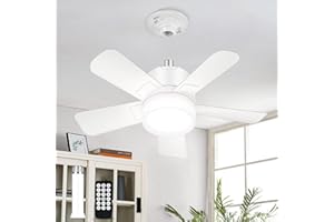 MATULSA Socket Fan Light with Remote, Small Ceiling Fan with Lights, 1000LM Dimmable Light Bulb Fan with 3000K-6000K Selectable, 5 Speeds Socket Light Fans, E26 Base Screw in Fans for Bedroom, Kitchen, 16.5’’