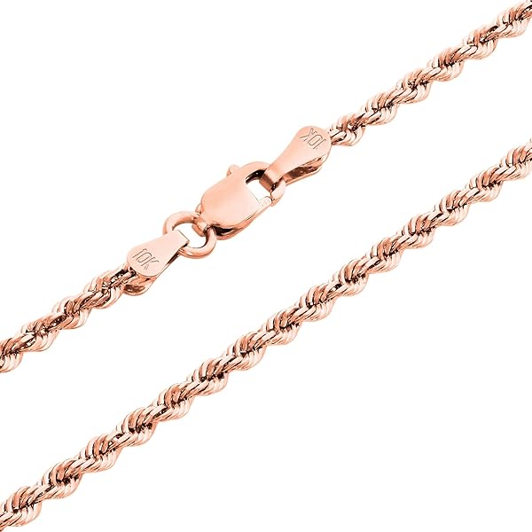 Amazon.com: Nuragold 10k Real Rose Gold 2.5mm Rope Chain Diamond