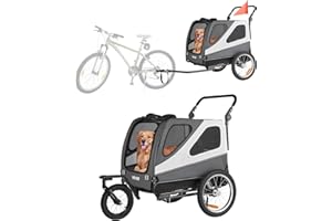 VEVOR Dog Bike Trailer, Supports up to 100 lbs, 2-in-1 Pet Stroller Cart Bicycle Carrier for Small & Large Dogs, Easy Folding Frame with Quick Release Wheel, Universal Bicycle Coupler, Internal Leash