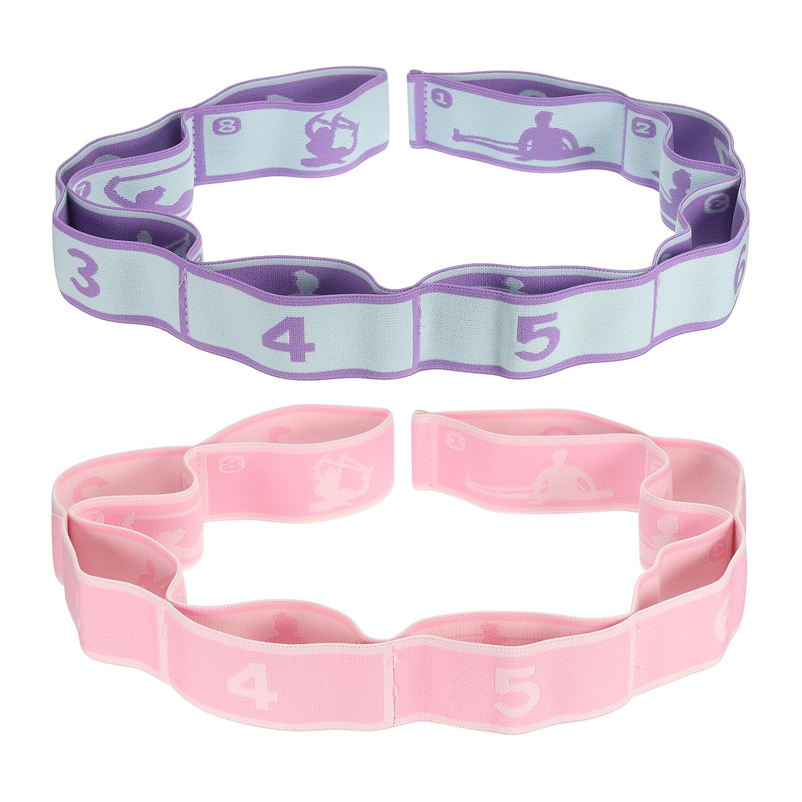 PATIKIL Exercise Bands, 35.4 Inch 2 Pcs Yoga Stretching Strap Latin Elastic Bands for Physical Dance Stretch Pilates Resistance Bands for Working Out, Pink/Purple