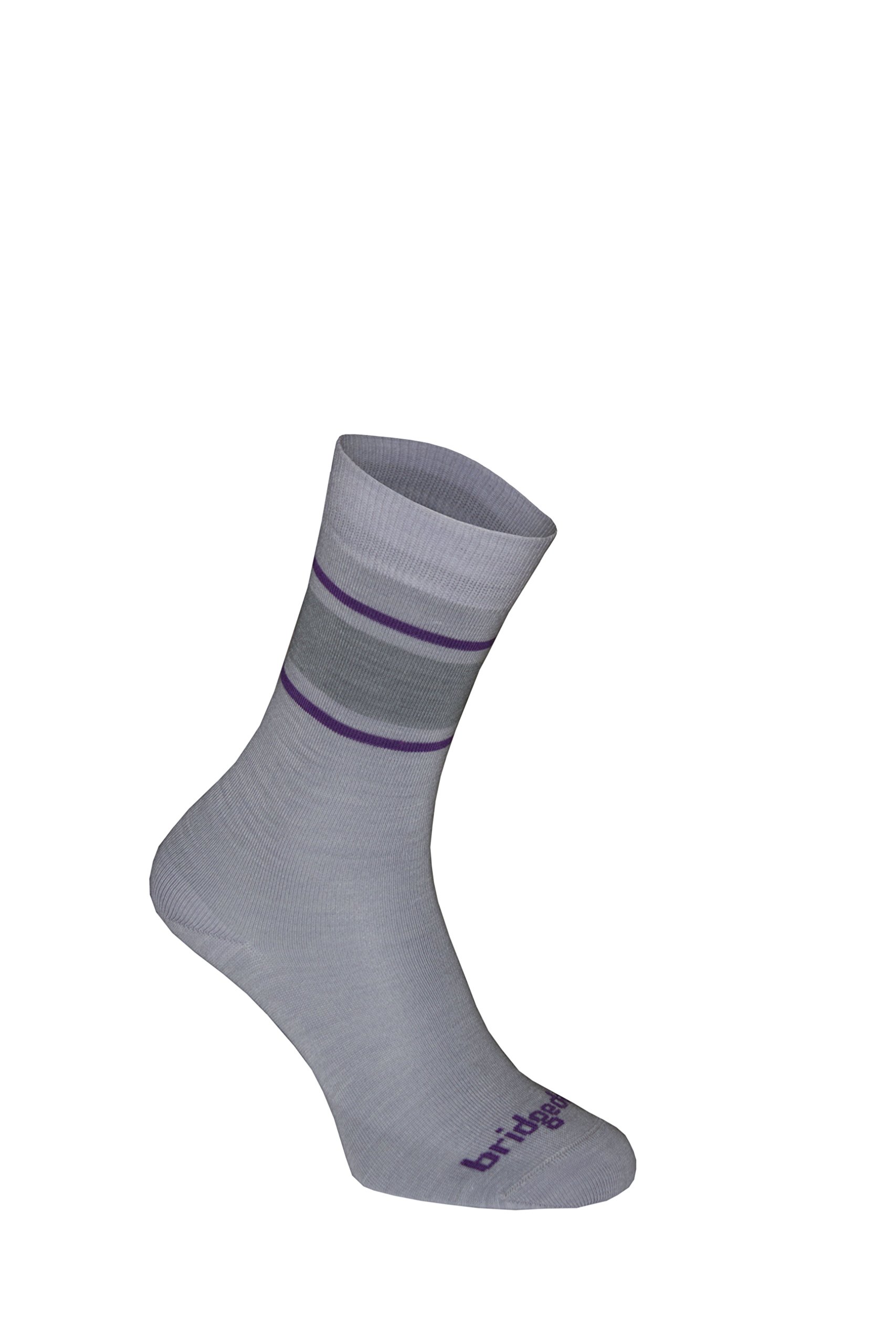 Bridgedale LINER Base Layer Merino Performance Boot-Women's- Small-Lt Grey / Purple