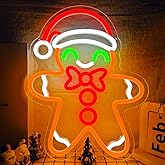 Gingerbread Man Neon Sign - Dimmable Christmas Neon Light for Wall Decor - Merry Christmas Light up Sign for Bedroom, Living Room, Home
