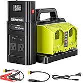 Adisipsoarin 500W Pure Sine Wave Power Inverter for Ryobi 18V Battery, 4-Ports DC 18V to AC(2 Outlets) 120V Car Charger Plug Inverter Adapter Converter for Camping, Travel, Emergencies(Tool Only)