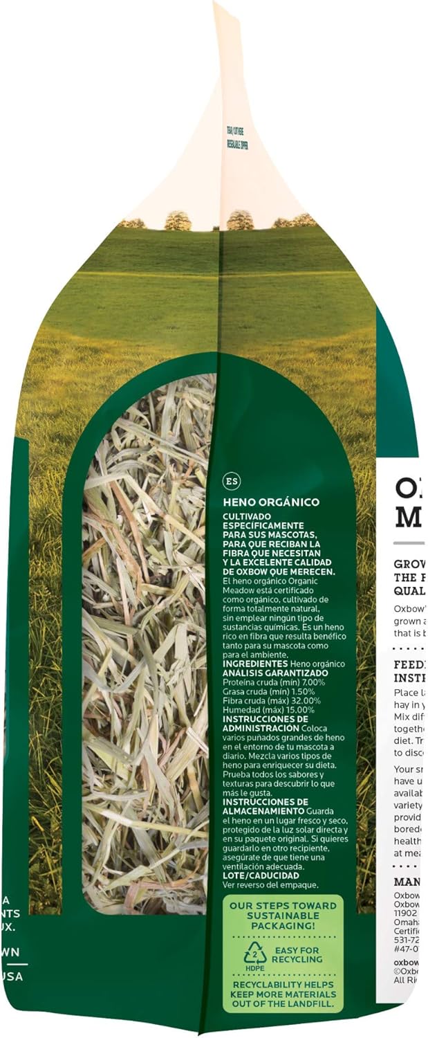 Oxbow Animal Health Meadow Hay - All Natural Hay for Rabbits, Guinea Pigs, Chinchillas, Hamsters & Gerbils - 15 oz.: Pet Supplies