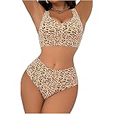 SOLY HUX Women's Seamless Lingerie Leopard Print Bra and Panty Underwear Set