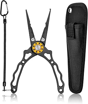 Amazon リッセイ フィッシングプライヤー 防錆 プライヤー 釣り 多機能 釣り具 釣り用ペンチ 安全ロープ付き 釣りギア 黒 リッセイ フィッシュグリップ 魚つかみ