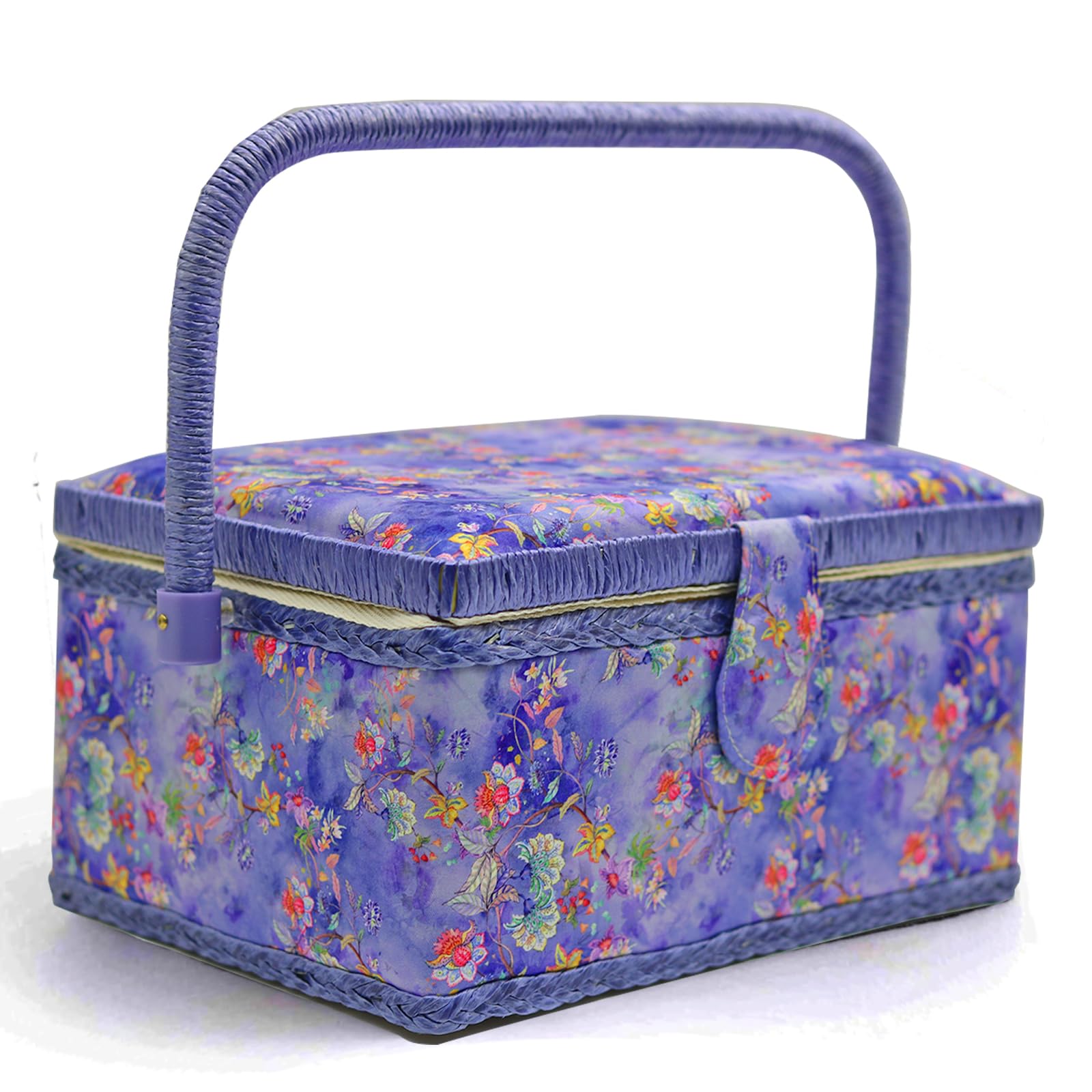 thumbnail image 2 of FOPUGT Medium Sewing Basket - Bean Green Storage Box With Organizer Tray For Sewing Supplies 2 of 5
