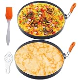 Large 2 Packs 8" Omelette Ring for Griddle,Stainless Steel 8 Inch Griddle Omelet Rings,Non-Stick Pancake Egg Ring Round Omelette Rings Omelet Mold Muffin Mold Silicone Handle