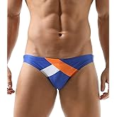 Mens Sexy Bikini Swimwear Diagonal Stripe Swim Briefs Rainbow Swimsuits Elestic Colorful Striped