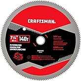 CRAFTSMAN 7-1/4 Inch 140 Tooth Fine Finish Carbon Circular Saw Blade for Plywood, OSB, and Plastic (CMAS2725140)