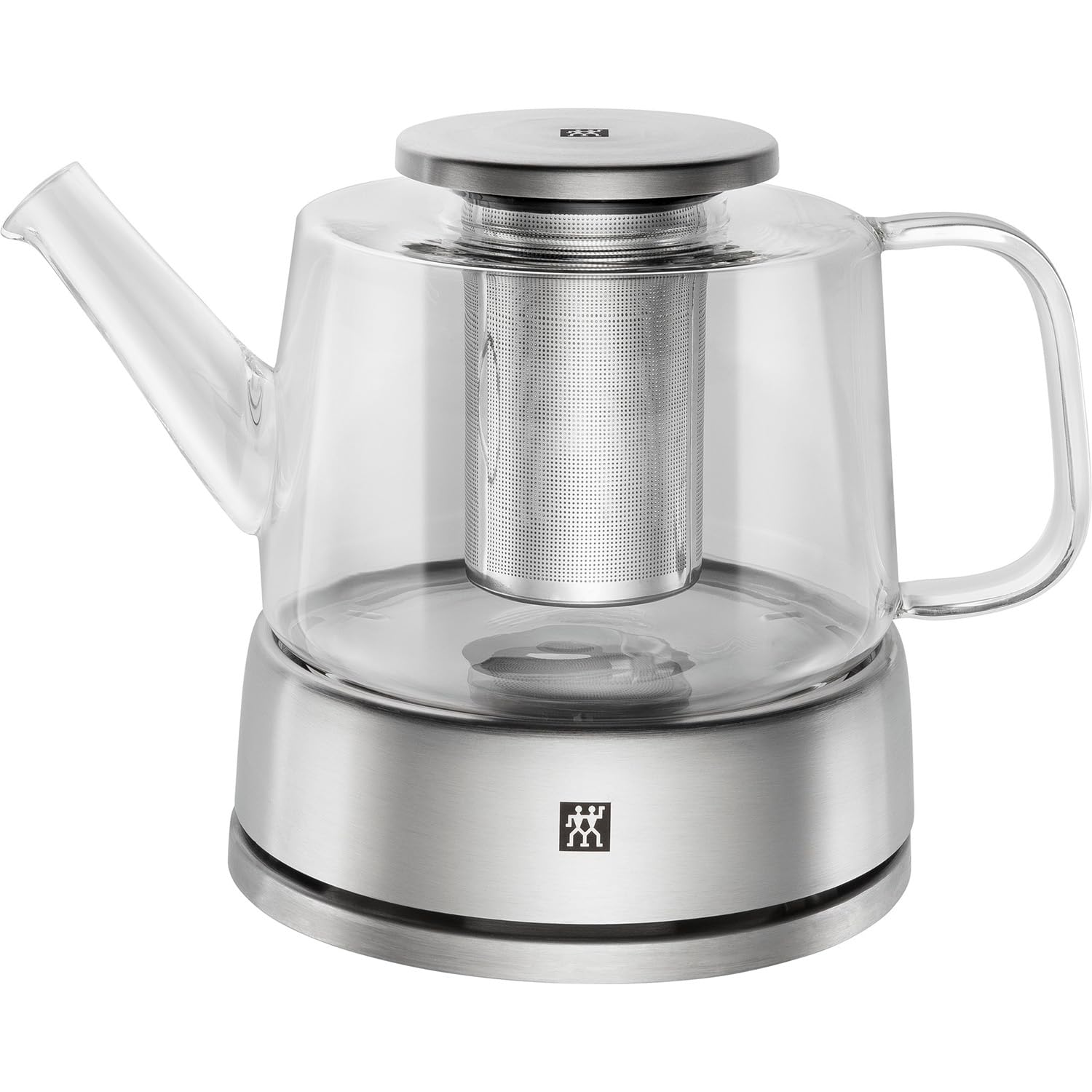Zwilling 39500-142 Sorrento Tea and Coffee Pot – 800ml Capacity, Made from Heat-Resistant Blown Glass, Narrow-Meshed Tea Strainer, 18/10 Stainless-Steel Lid and Tealight Warmer, Dishwasher Safe