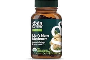 Gaia Herbs Lion's Mane Mushroom - Brain & Nerve Health Support* - 40 Vegan Capsules (40-Day Supply)