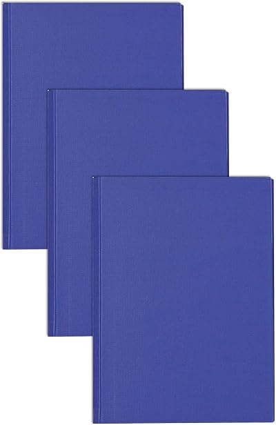 nu: Office A4 Casebound Manuscript Notebook 96 Sheets Blue Pack of 3