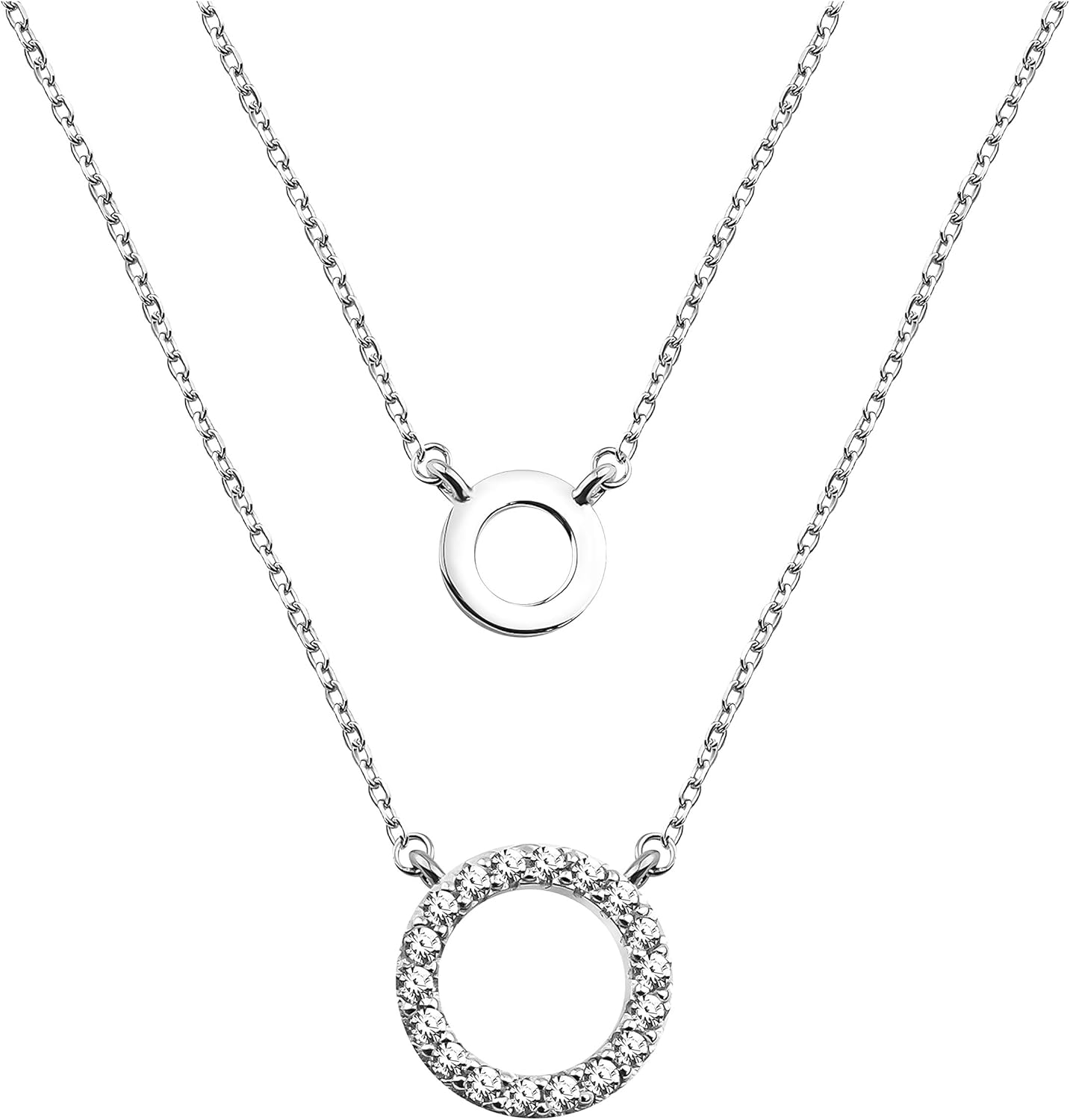 Sofia Milani - Women's Necklace 925 Silver - with Zirconia Stones - Circle Pendant - 50329, 45 cm