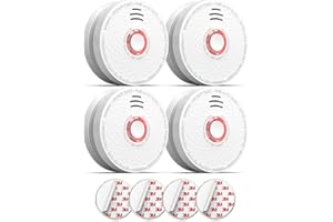 Jemay Smoke Detector, 10-Year Photoelectric Technology Smoke Alarm, 9V Battery Operated Smoke Detector Fire Alarms with Test Button & Low Battery Signal, Fire Alarm for Home, Bedroom, GS528A-C, 4-Pack