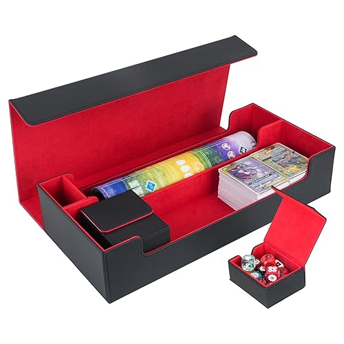 LEFORZ X-Large Premium Card Game Deck Storage Case Fits 5 Decks or 550+  Sleeved Cards with Lidded Dice Tray Compatible with MTG/TCG/Yugioh/Magic/Commander  (Black & Red) in Kenya | Whizz