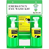 CGOLDENWALL Eye Wash Station Portable Emergency Eye Wash Kit, Wall Mounted Eyewash Station OSHA Approved, 2 * 16.9oz Bottles, with Mirror &amp; Emergency Sign, Safety Material, NO Solution