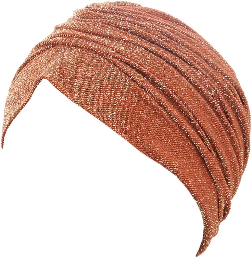 Surkat Unisex Shiny Metallic Turban Printed Sun Cap Hair Turban Hat Stretch Headwear Costume Accessory at  Women’s Clothing store