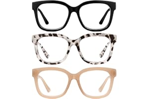 JM Oversized Reading Glasses for Women - Square Stylish Readers for Woman Men, Blue Light Blocking Trendy Womens Reader