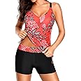 Tempt Me Two Piece Tankini Swimsuits for Women Tummy Control Bathing Suit with Shorts Athletic Swimwear