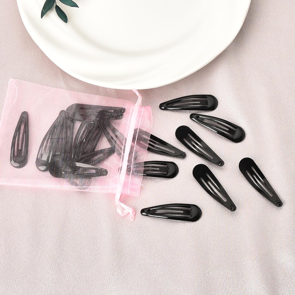 Black Hair Barrettes for Women Snap Hair Clips for Girls Hair Accessories for Children Hair Pins for Thin Hair Slides for Fine Hair Non Slip Hair Grips for Thick Short Hair Stuff for Teens 24Pcs