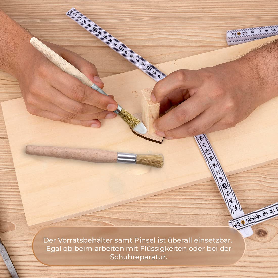 Klebstoff Sparbehälter mit 2xPinsel – luftdichter Leimspender für Schuhkleber, Holzleim, Kontaktkleber & Bastelkleber – robuster Leimbehälter für Werkstatt, Handwerk, Modellbau & Reparatur (0,4 Liter) 8