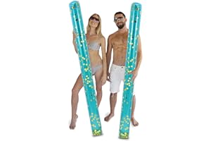 POZA 2 Pack Inflatable Jumbo Pool Noodles Floats - Premium Luxurious 74 Inch Giant Water Floating Noodles Filled with Sparkle Confetti, Pool Float for Swimming Pool, Beach & Lake