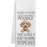 WOTYPU Funny Poodle Gifts Kitchen Towels, Dog Lovers Gifts Dish Tea Towels, Poodle Gifts for Women Men Decorative Hand Towel for Bathroom, Dog Bathroom Decor, 16x24 Inch