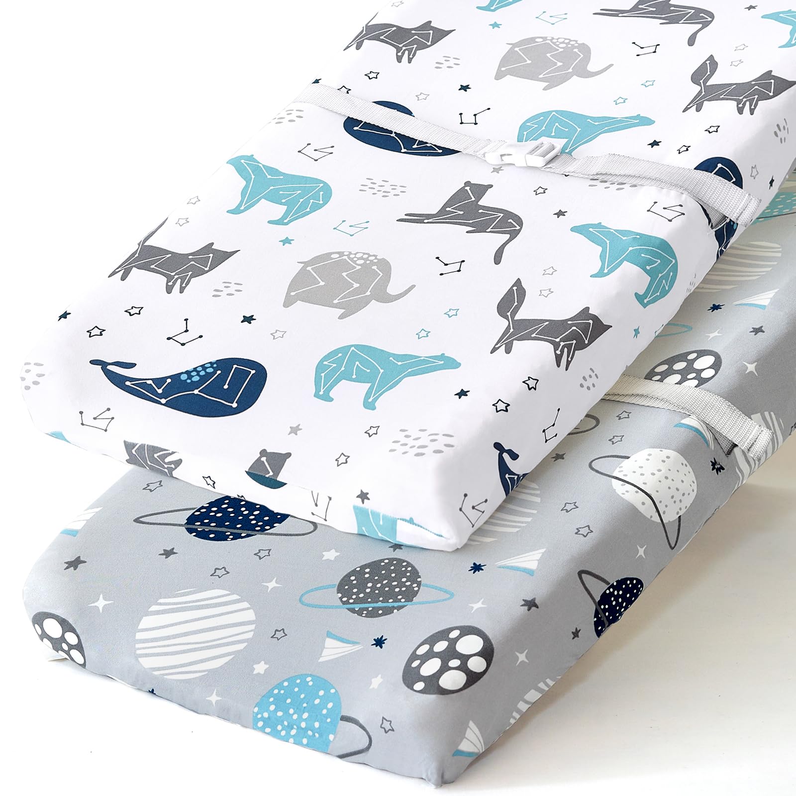 Photo 1 of BROLEX Changing Pad Covers for Baby: Boy Girls Ultra Stretchy Soft 2 Pack Space Planet