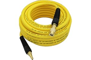 YOTOO Hybrid Air Hose 3/8-Inch by 50-Feet 300 PSI Heavy Duty, Lightweight, Kink Resistant, All-Weather Flexibility with 1/4-Inch Industrial Air Fittings and Bend Restrictors, Yellow