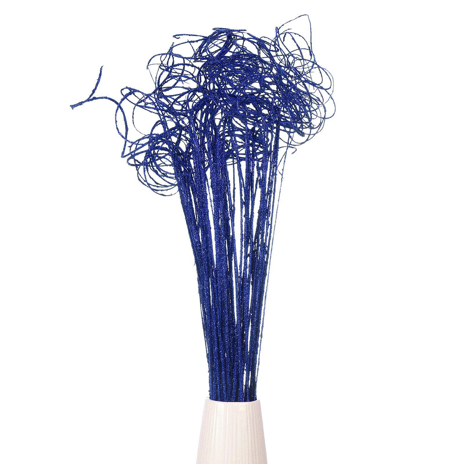 PATIKIL Glitter Curly Branch, 60 Pcs Natural Dried Willow Branches Twigs Christmas Tree Picks Stem Ornaments for Home Kitchen Wedding DIY Crafts Wreath Vases Decor Gift, Blue