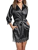 HOTOUCH Women's Silk Bathrobe Sexy Short Kimono