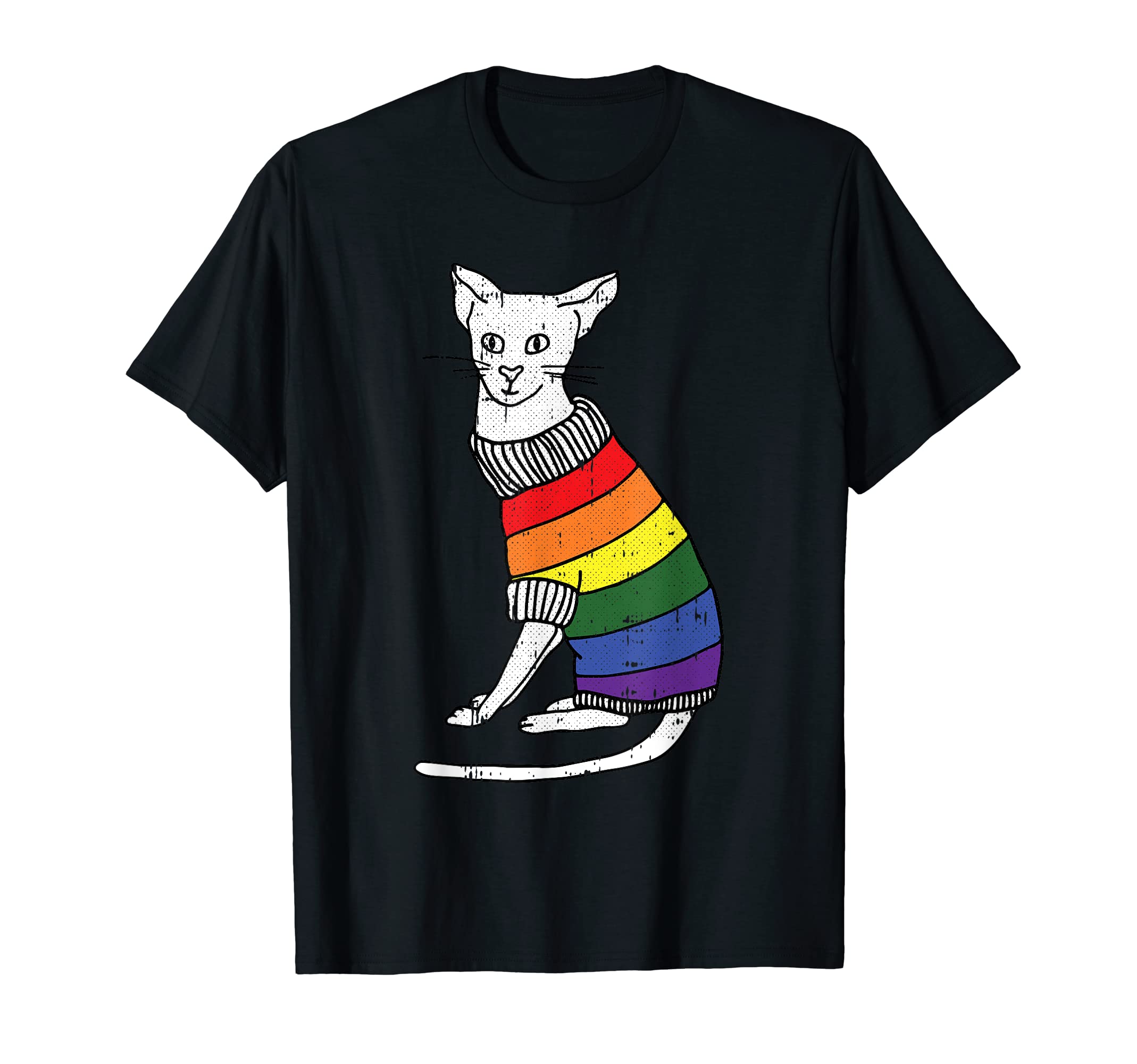 Gay Cat Pride Rainbow Cute Kitten Kitty Proud LGBT-Q Ally T-Shirt
